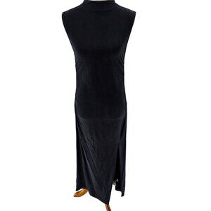 Weekend Los Angeles Black Mock Neck Sleeveless Midi Dress With Side Ruching, M